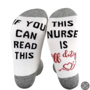 Socks Mate Slouch Medical Work Hospital Plantar Letters IF YOU CAN READ THIS Teacher’s Grey Crew Women Nursing Socks