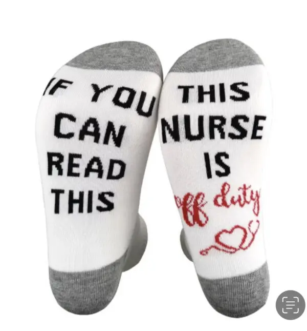 Socks Mate Slouch Medical Work Hospital Plantar Letters IF YOU CAN READ THIS Teacher’s Grey Crew Women Nursing Socks