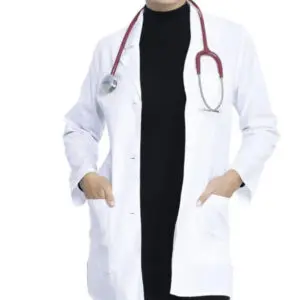 Medical professional in a white coat with a stethoscope.