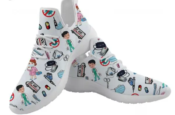 Doctor Nurse pattern design Print Sneakers Tennis Running Ladies Sport Casual