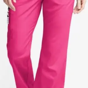 Bright pink pants with a relaxed fit.