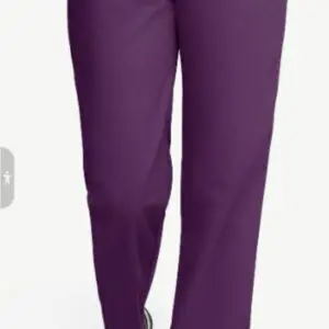 Purple straight-leg pants with a smooth finish.