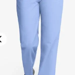Light blue medical scrub pants with an elastic waistband.