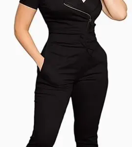 Black Hospital Uniform Zip - Reusable Stretchy Anti-bacterial Medical Scrubs - DESIGNED BY HOTSCRUBZ