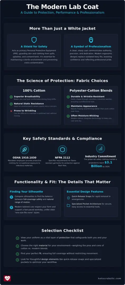 Infographic on modern lab coat features
