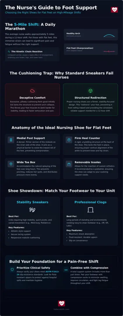 Nursing Shoes for Flat Feet: The 2026 Guide to Shift-Long Comfort