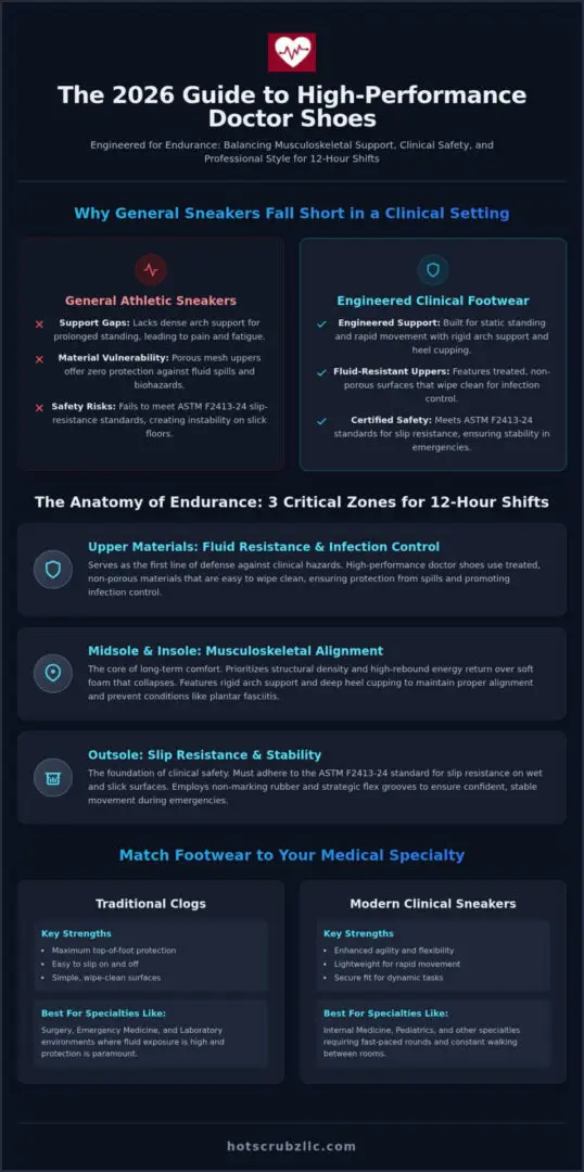The Anatomy of Professional Doctor Shoes: A 2026 Guide to Clinical Footwear
